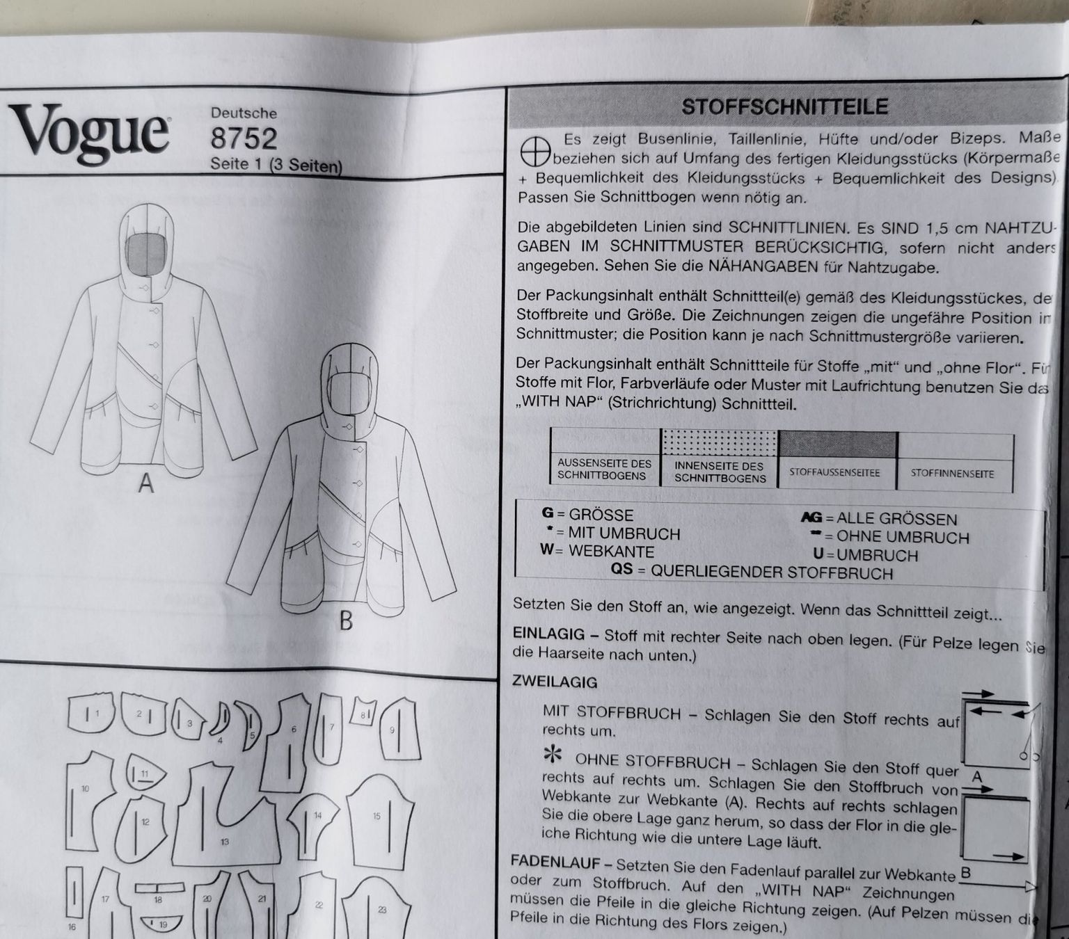 Cartamodelli: Schnittmuster Vogue 8752 – Nuovo (secondo la descrizione) da Hinterforst venduto da Jamila8 2