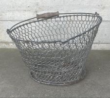 Antiker Drahtkorb Vintage Holzgriff Brocante Shabby Chic Dek