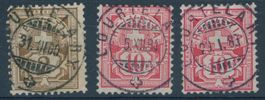 DREI ZIFFER-WERTE GEST. "COURTELARY" 1883-1900 VOLL/FASTVOLL