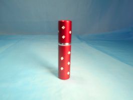 Taschenzerstäuber, rot, Metall/Glas, mit Glitzersteinen