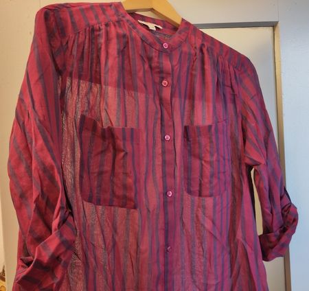 Lange burgunderrote Bluse/Tunika von Manor, Gr. S/M, neu