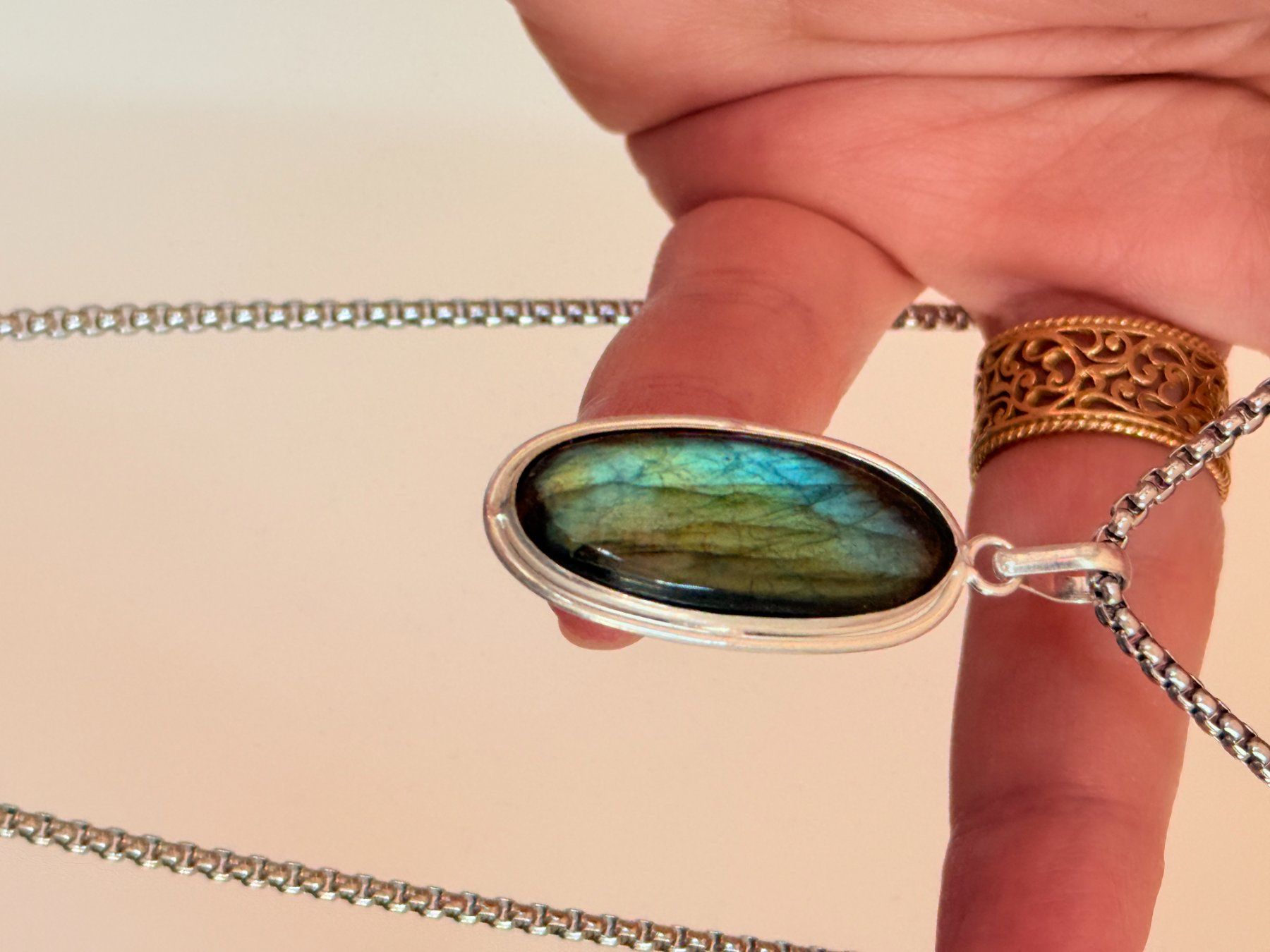 Catenine: Superbe collier Labradorite , neuf! – Nuovo e nell'imballaggio originale da Genève venduto da AGBERG 4