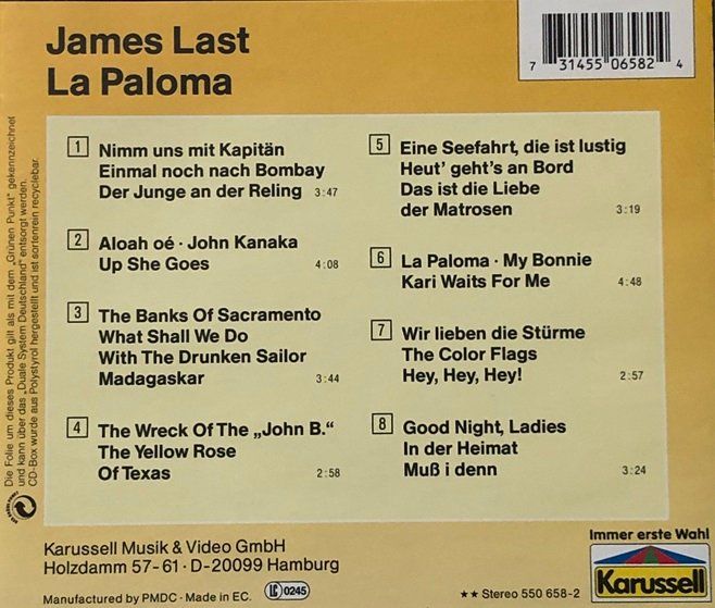 CD: James Last – La Paloma – Usato da Grüningen venduto da azulgris 1