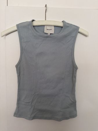 Reformation Ribbed Tank Top, Light Blue, Size M