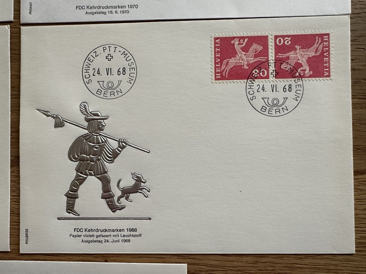 Tutti i francobolli: Schweiz - 5x Kehrdruck FDC – Usato da Schmitten / FR venduto da Samsara169 4