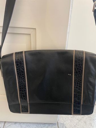 Edle Porosus Ledertasche Aktentasche schwarz Kroko