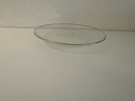 Glasteller rund Goldrand gestreift