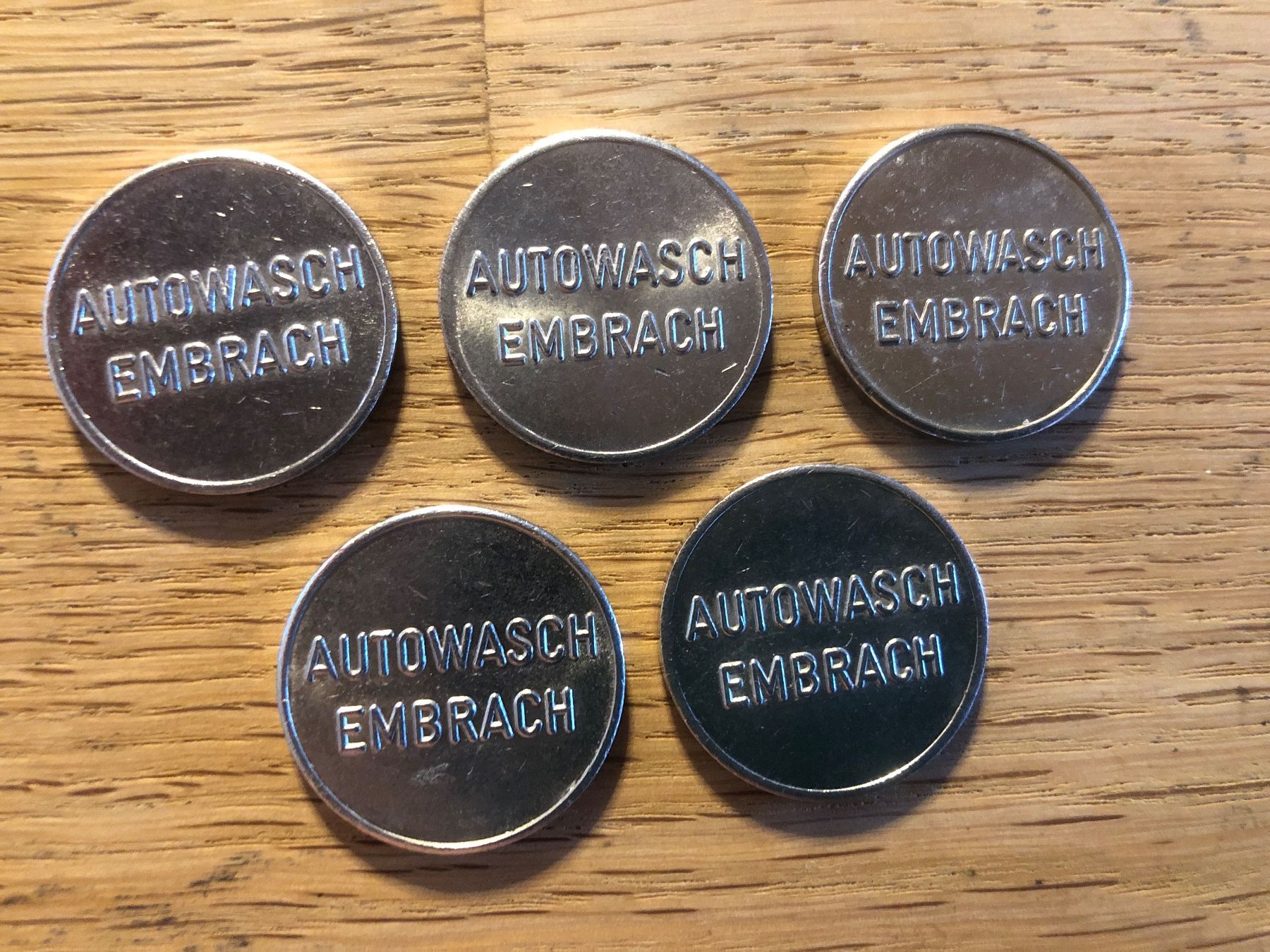 Medaglie: 5 Autowasch Embrach Jetons – Usato da Vilters venduto da Zwaergli13