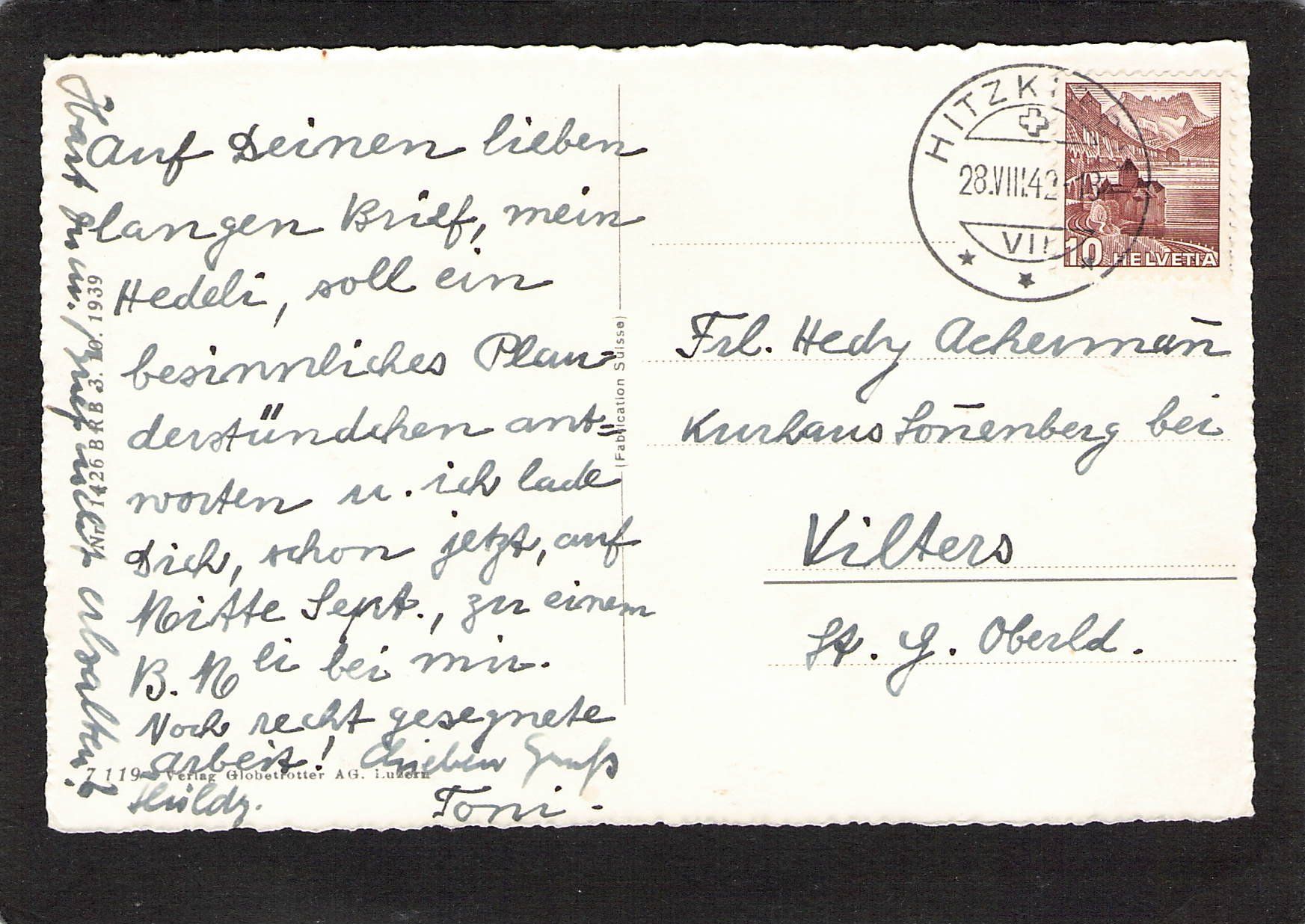 Cartoline postali: #Hitzkirch LU , gel. 1942 – Usato da Reichenburg venduto da Pipo-67 1