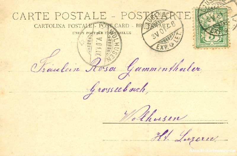 Cartoline postali: Neuchâtel - Place de la Palud col + 1901 – Usato da Emmenbrücke venduto da teestube 1
