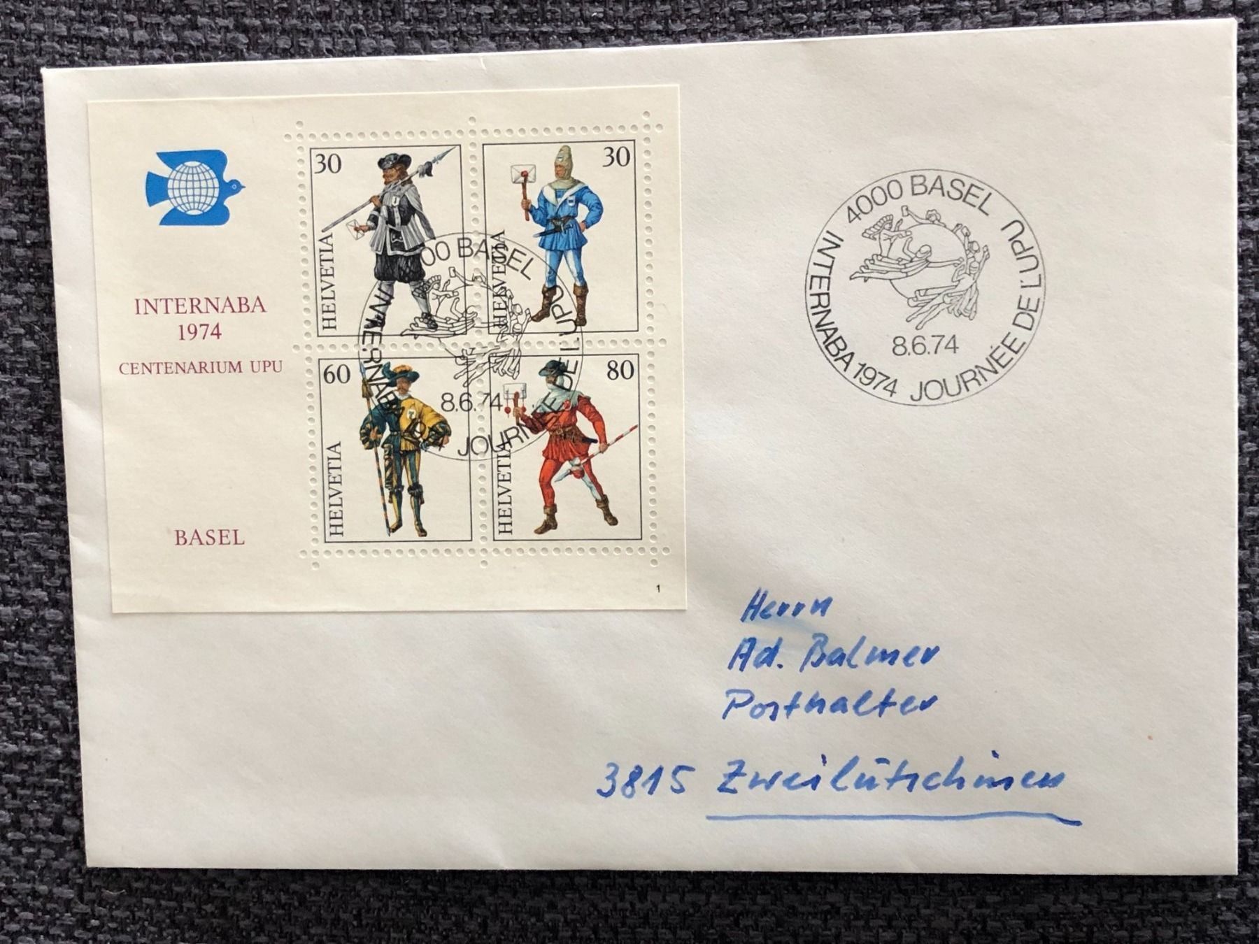 Tous les timbres: Internaba 1974 Basel Block FDC auf Brief – D'occasion à Biel/Bienne par TomBaBi