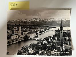 Ansichtskarte Zuerich Stadt und die Alpen frankiert 1920