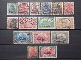 Besetzung Danzig Mi-Nr. 1-15 Gestempelt komplette Satz
