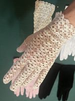 Damen Handschuhe Spitze/Stoff schwarz beige oder weiss