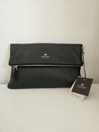 Schwarze Leder Clutch