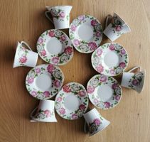 Vintage Kaffeetassen Set Rosenmuster, 6 Stück, Rarität