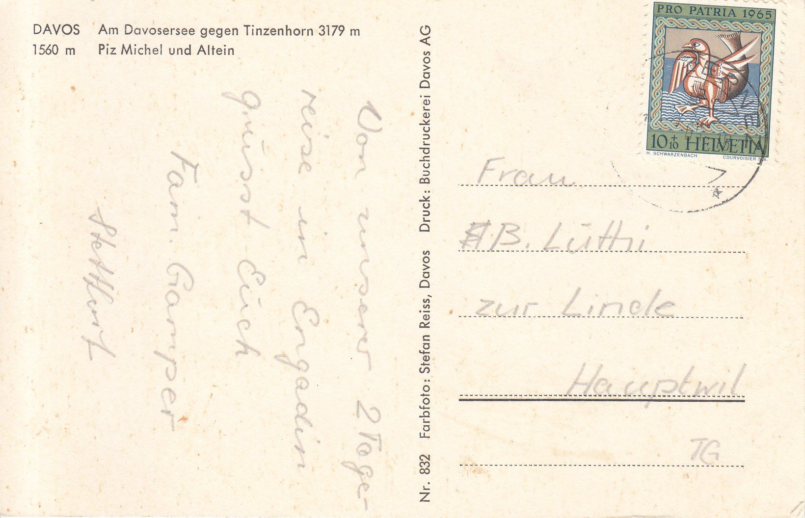 Cartoline postali: Davosersee 1965 – Usato da Bürglen TG venduto da StampGraf 1