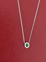 Halskette Weissgold mit Smaragd und Diamanten