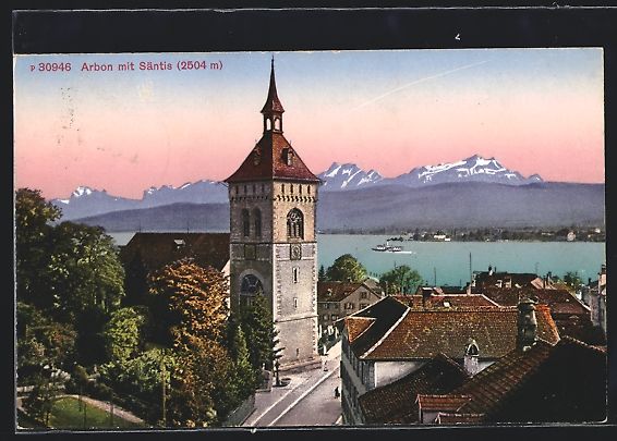 Cartes postales: AK Arbon, Gesamtansicht mit Säntis – D'occasion à Berlin par bartko-reher