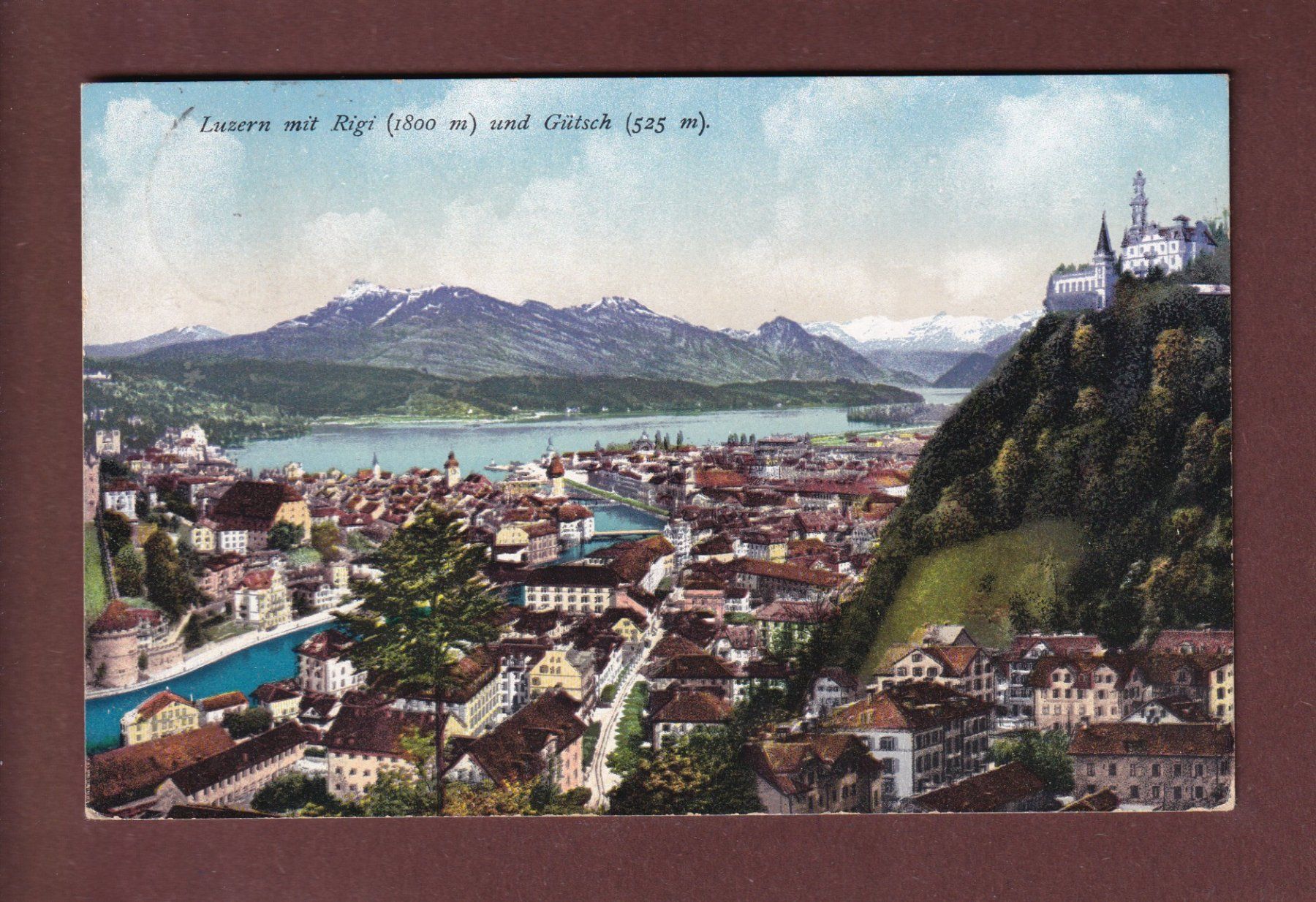 Cartoline postali: LUZERN - Rigi und Gütsch - 1915 – Usato da Pully venduto da nicecards-shop