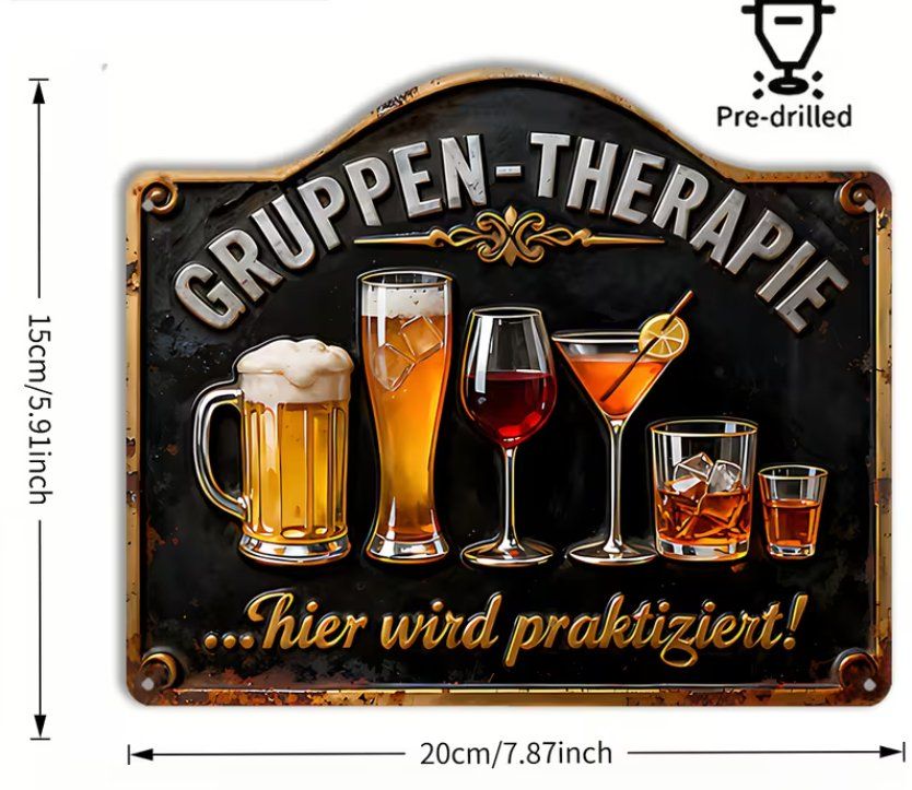 Schilder: Schild "Gruppen Therapie Hier wird praktiziert" – Neu und originalverpackt aus Gerlafingen von Tsuru 1