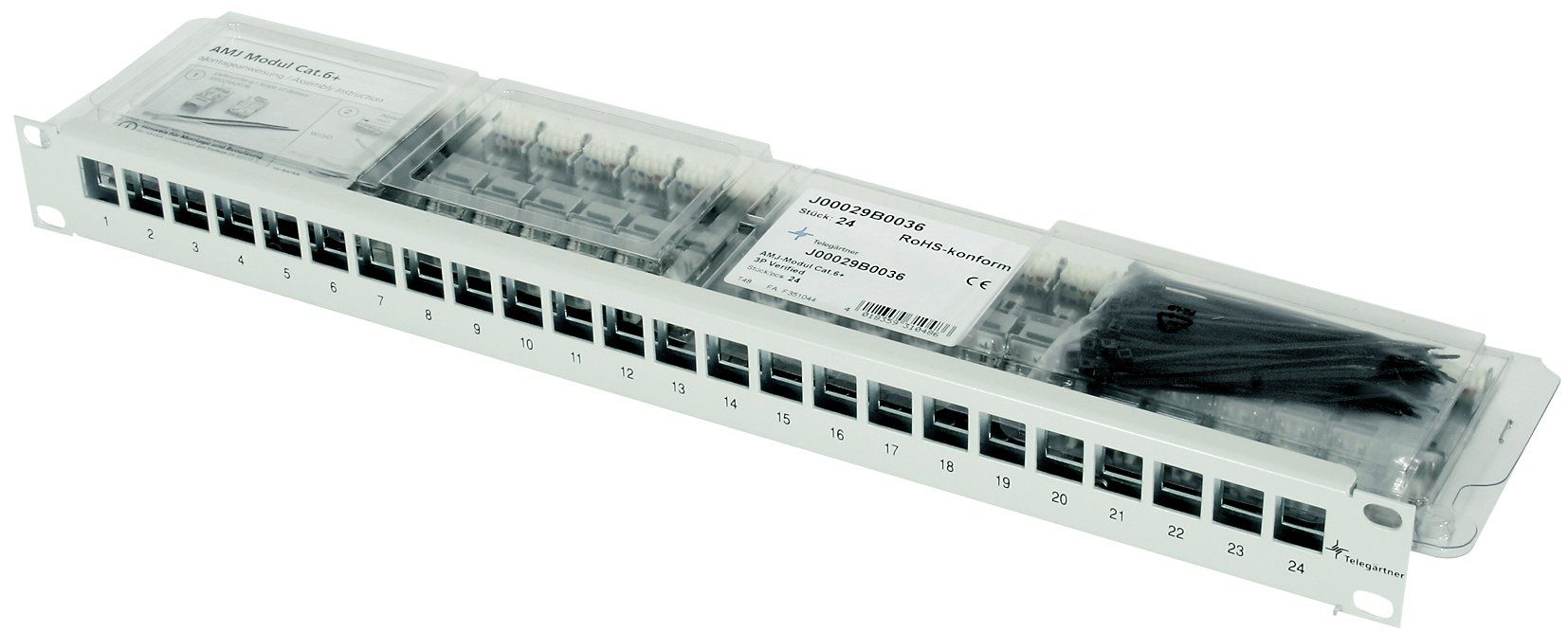 Racks & Cavalletti: Telegärtner AMJ 19" Patchpanel Modulträger inkl. Cat6 Kat6a – Nuovo (secondo la descrizione) da Hägendorf venduto da serverstore365