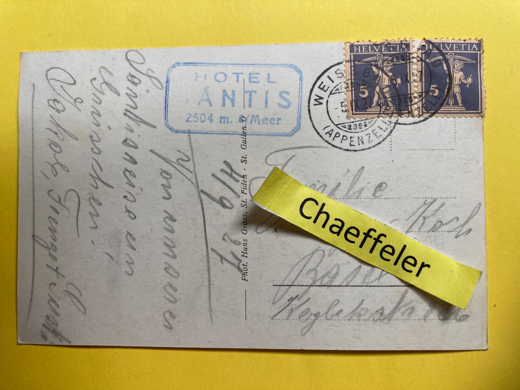 Ansichtskarten: 1927  10 Säntis v. Altmann Gipfel – Gebraucht aus Zürich von Chaeffeler 1