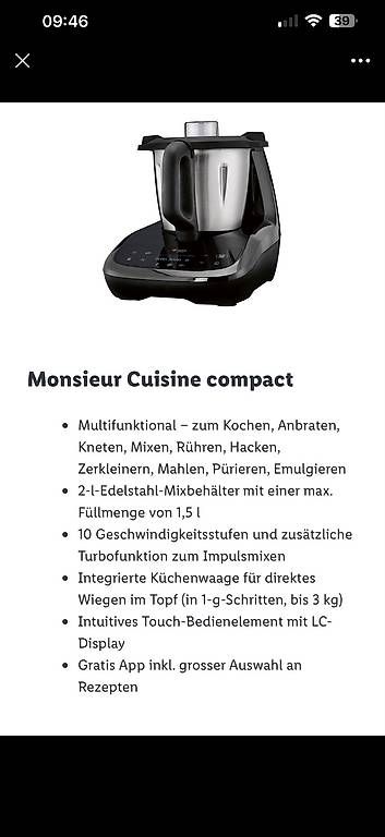 Elettrodomestici da cucina: Monsieur Cuisine compact – Usato da Inwil venduto da rene_st