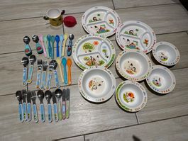 Süsses Kindergeschirr Set Teller Schüsseln Besteck Tasse ...