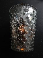 Windlicht Vase Glas Bauernsilber Vintage Look shabby chic