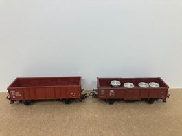 2er Set Märklin H0 Halbhohe offene Güterwagen braun DB