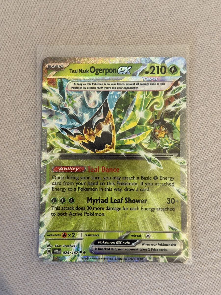 thumbnail image 2 of Pokemon TCG – Teal Mask Ogerpon Ex 025/167 – SV Twilight Masquerade – Holo Half Art – NM 2 of 4