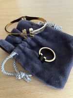 Armreif und Ring goldfarben mit Beutel 2-teiliges Set