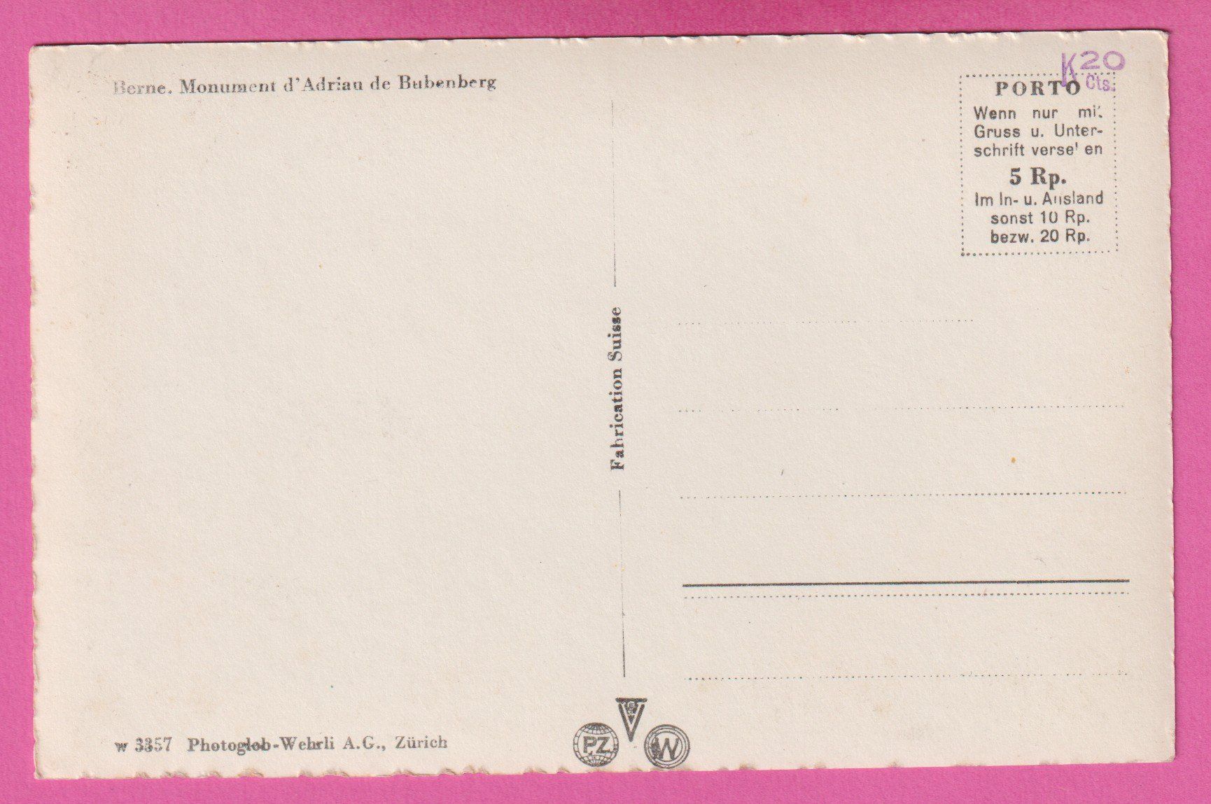 Cartoline postali: Bern Adrian von Bubenberg Denkmal – Usato da Einsiedeln venduto da dillie 1