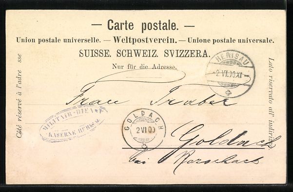 Cartoline postali: AK Herisau, Ortsansicht und Kaserne – Usato da Berlin venduto da bartko-reher 1