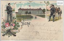 Gruss aus Bern - Kaserne - Soldaten-Litho 1899
