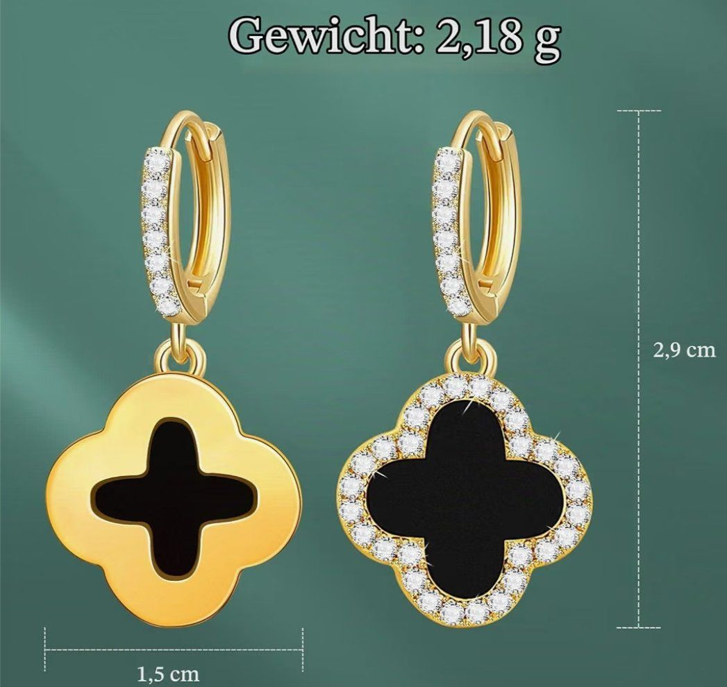 Boucles d'oreille: Ohrstecker Kleeblatt CC Ohrringe, 18K Gold vergoldet – Neuf avec emballage d'origine à Hemmental par Goldwelt 1