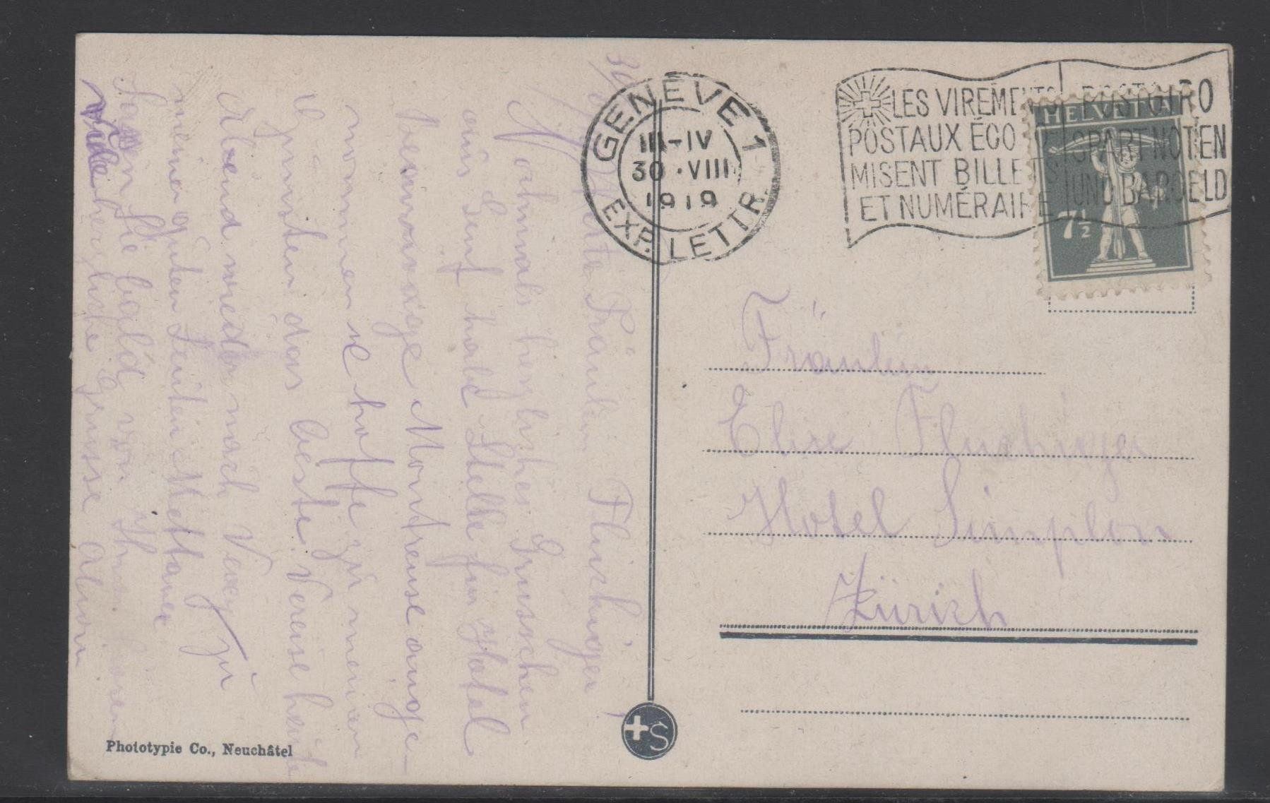 Ansichtskarten: Carte postale Genève 1918 – Gebraucht aus Remetschwil von Hofiii 1
