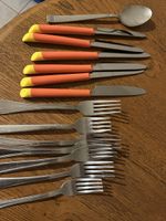 Set of Cutlery, Silverware, Orange and Yellow, Vintage!