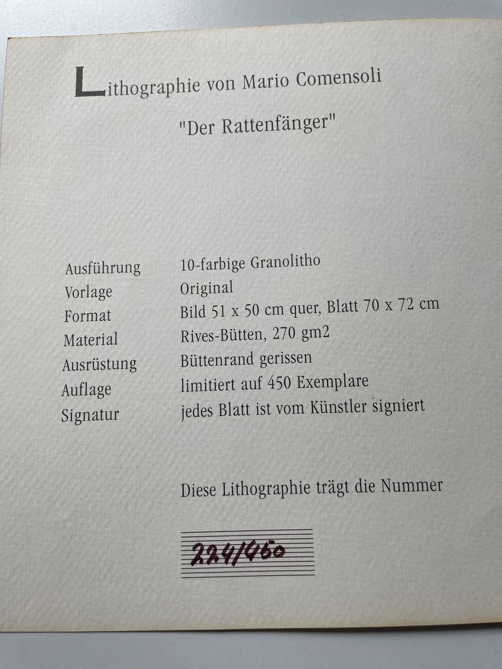 Grafiken & Lithographien: Lithographie Mario Comensoli - Der Rattenfänger – Neu (gemäss Beschreibung) aus Bern von Volpa 4