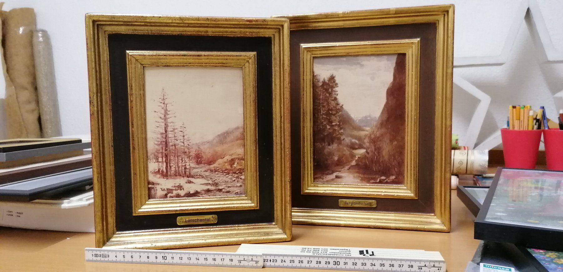 Dipinti: 2 gerahmte Bilder mit Bergmotiven Lötschental – Usato da Sulgen venduto da bfederle