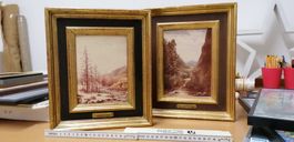 2 gerahmte Bilder mit Bergmotiven Lötschental