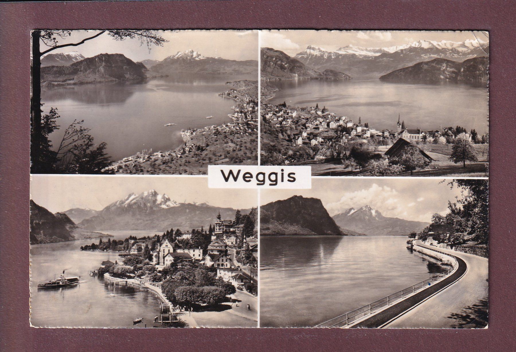 Cartoline postali: WEGGIS - 4 Bilder - 1955 – Usato da Pully venduto da nicecards