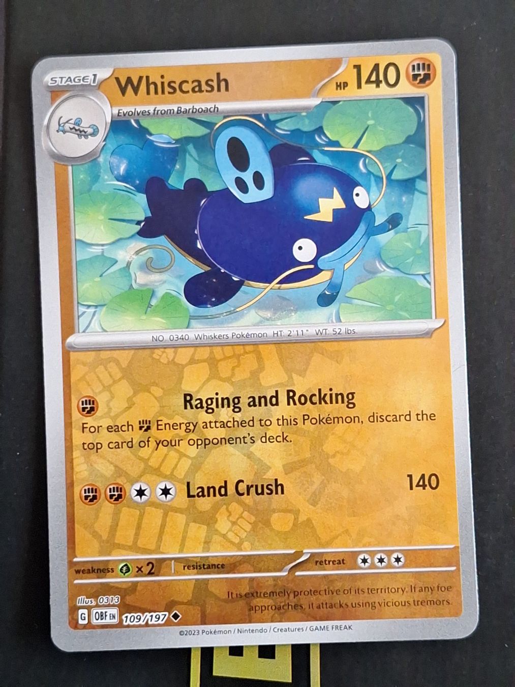 Pokémon Carte collezionabili: Whiscash - Pokemon Reverse Holo Obsidian Flames – Usato da Altstätten SG venduto da GGsGameshop