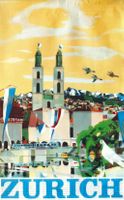 ZUERICH STADT GROSSMUENSTER 1957- Original Plakat