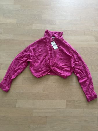 Neu mit Etikett – Pinke Musselin Crop-Bluse Gr. S | Sommerbl
