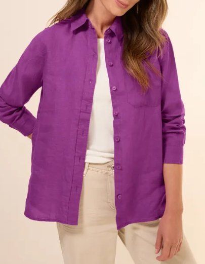 Cecil Camicette: Cecil Leinen Pulli Bluse Hemdbluse XXL Leinen 44 46 Violett – Nuovo e nell'imballaggio originale da Suhr venduto da OhLola
