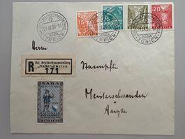1934 NABA Eings.Brief mit Lands.Bilder Nr.194-198+Vignette