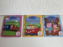 Peppa Pig Bücher Set: Zugfahrt, Feuerwehr, Bücherei