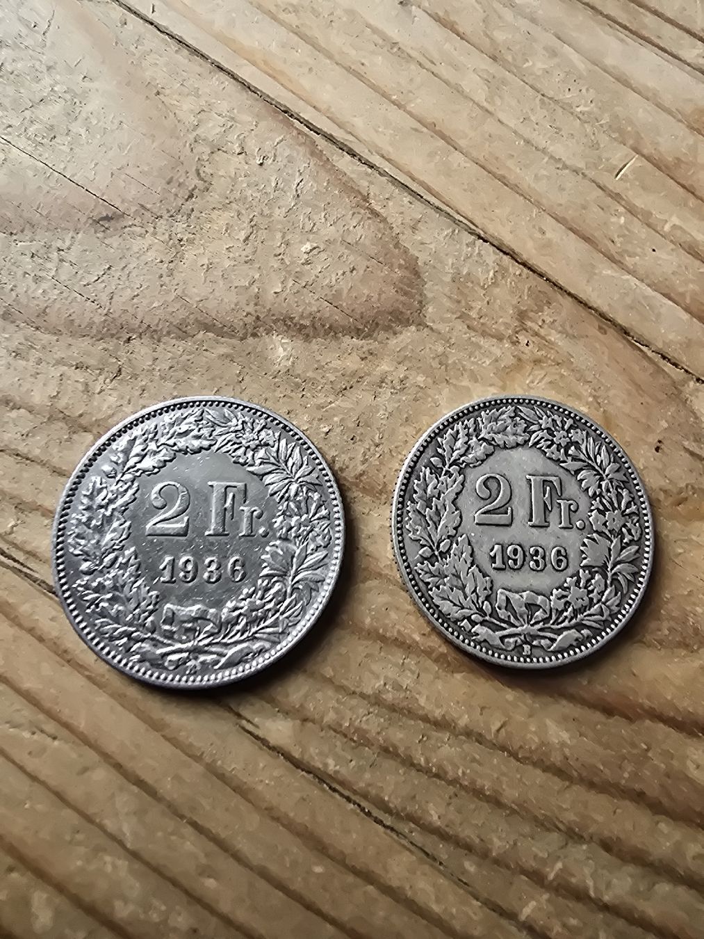 Toutes les monnaies: 2 Franken Silbermünzen 1936   2 Stk. – D'occasion à Pfäffikon SZ par 26.4.14.17.25